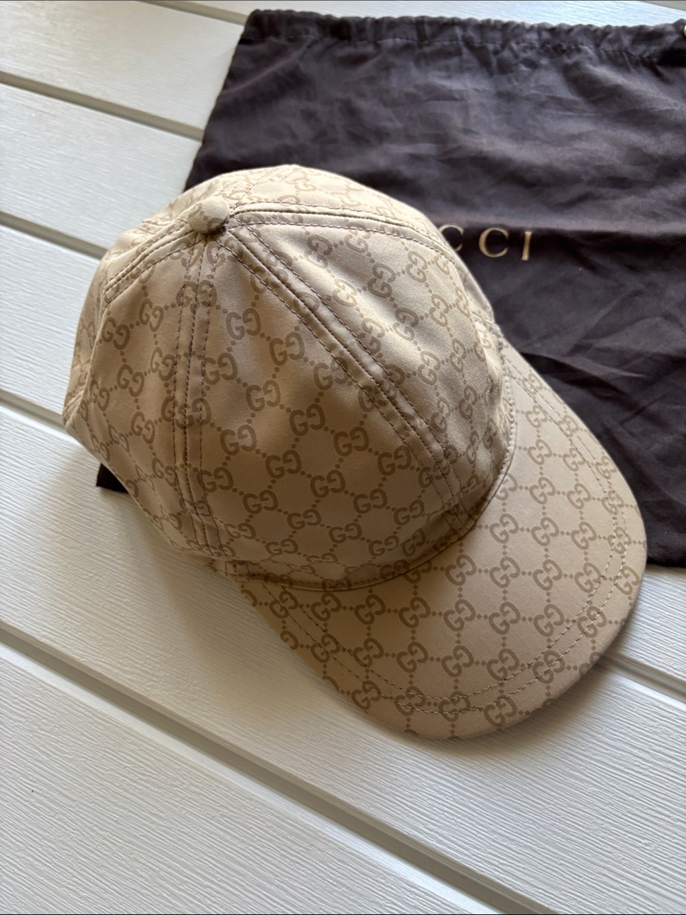 Gucci Beige GG Monogram Baseball Cap